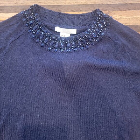 H&M Blue Beaded Neckline & Cuffs Sweater - Picture 4 of 10